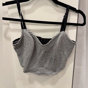 Kimchi Blue Black and White Striped Crop Top